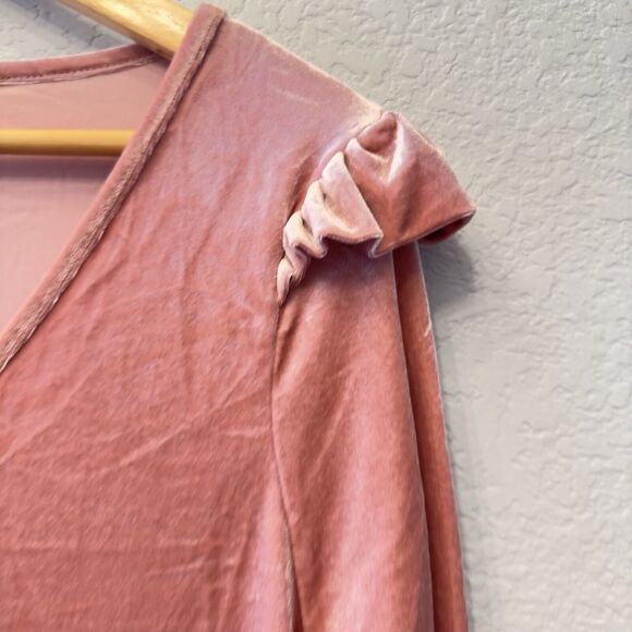 NWT Celebrity Pink Pink Crushed Velvet Long Sleeve Bodysuit Plus Size XXL - Picture 7 of 13